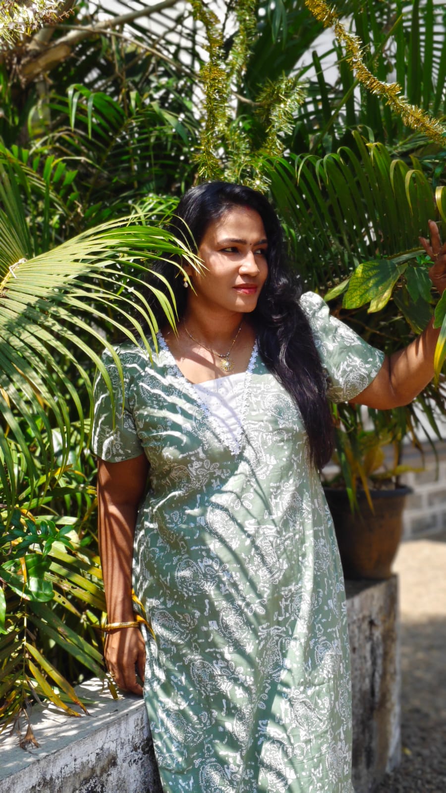 White Floral Print - Nighty Frock image