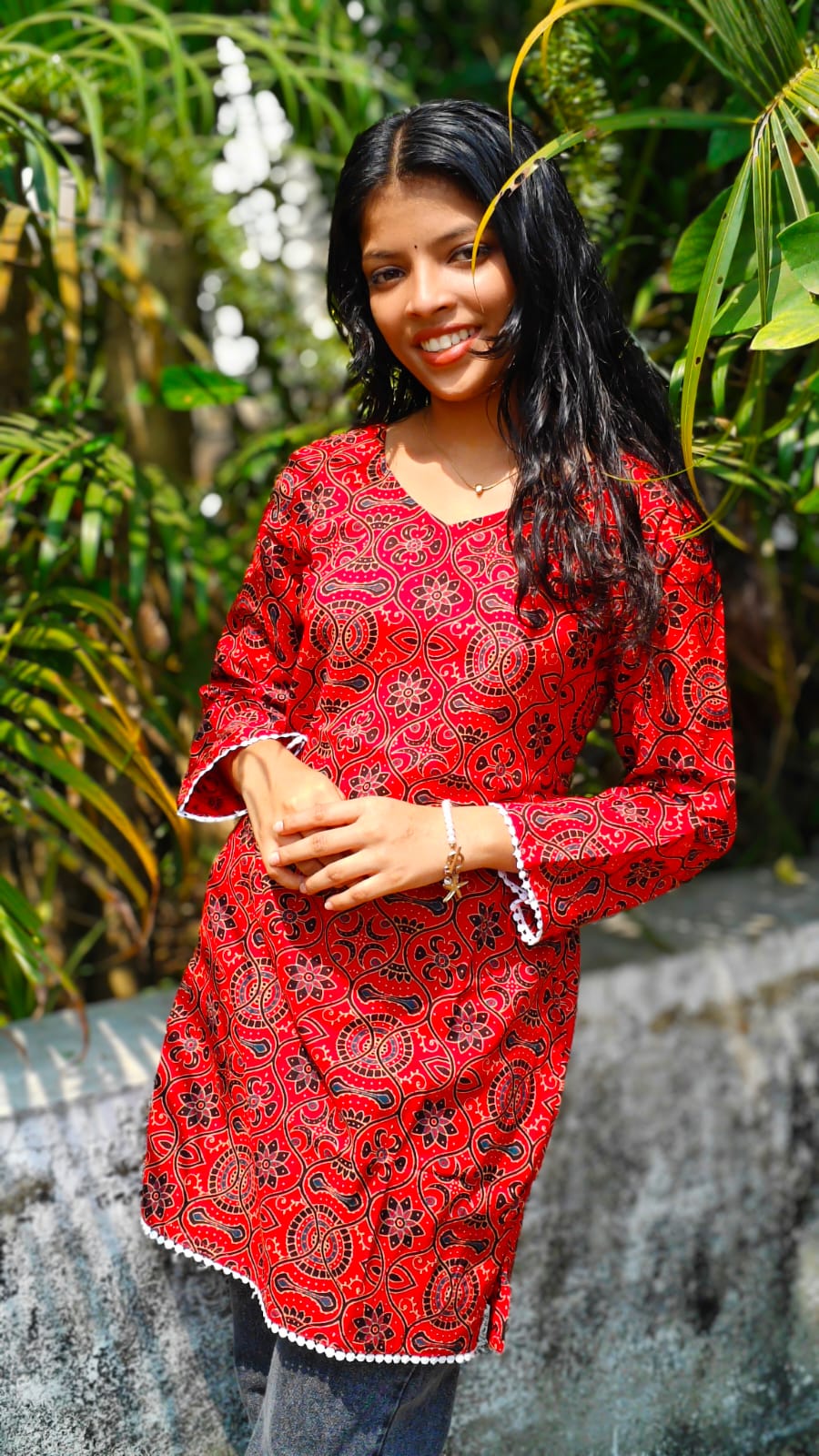 Cotton printed short top image