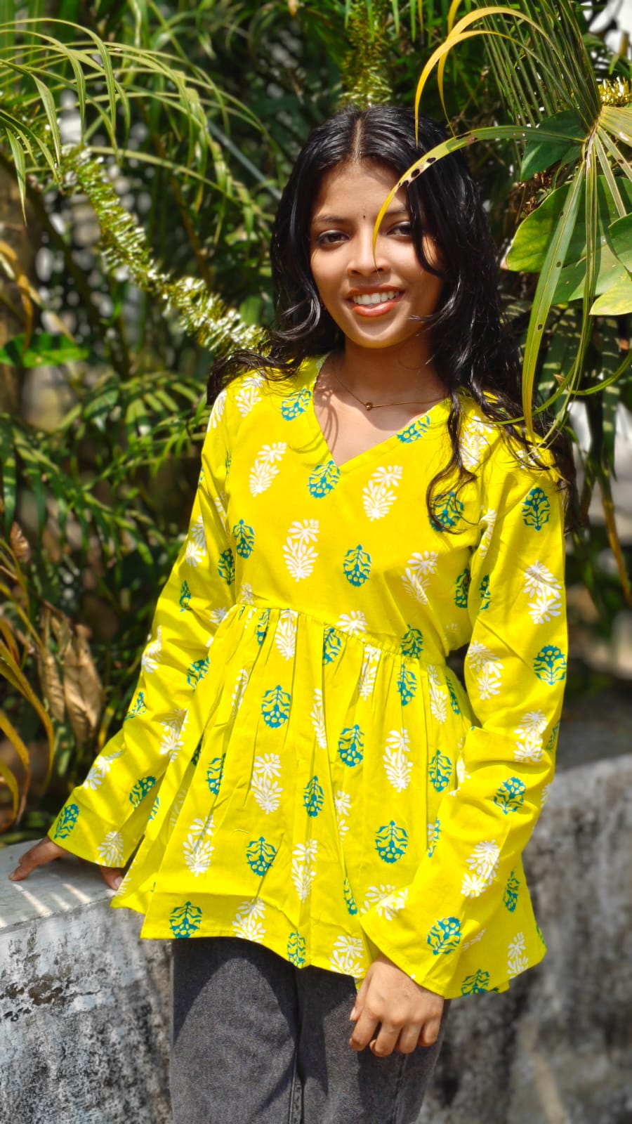 White Floral Print - Short top image