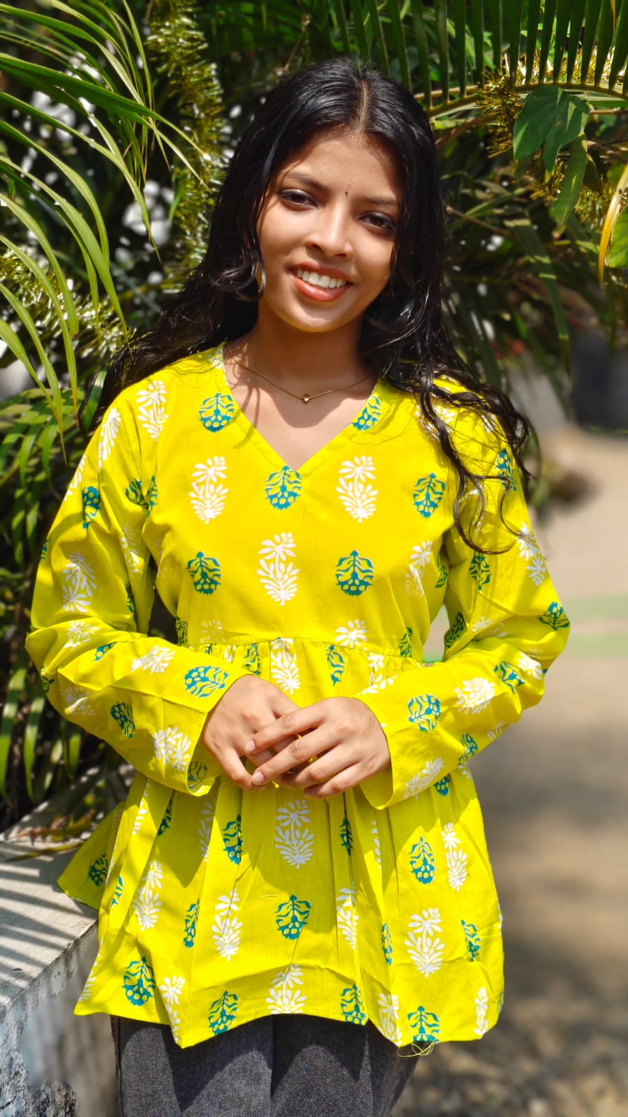 White Floral Print - Short top image