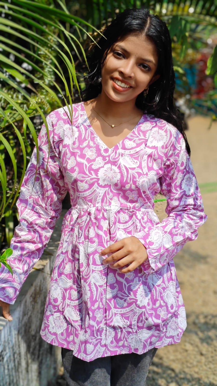 White Floral Print - Short top image