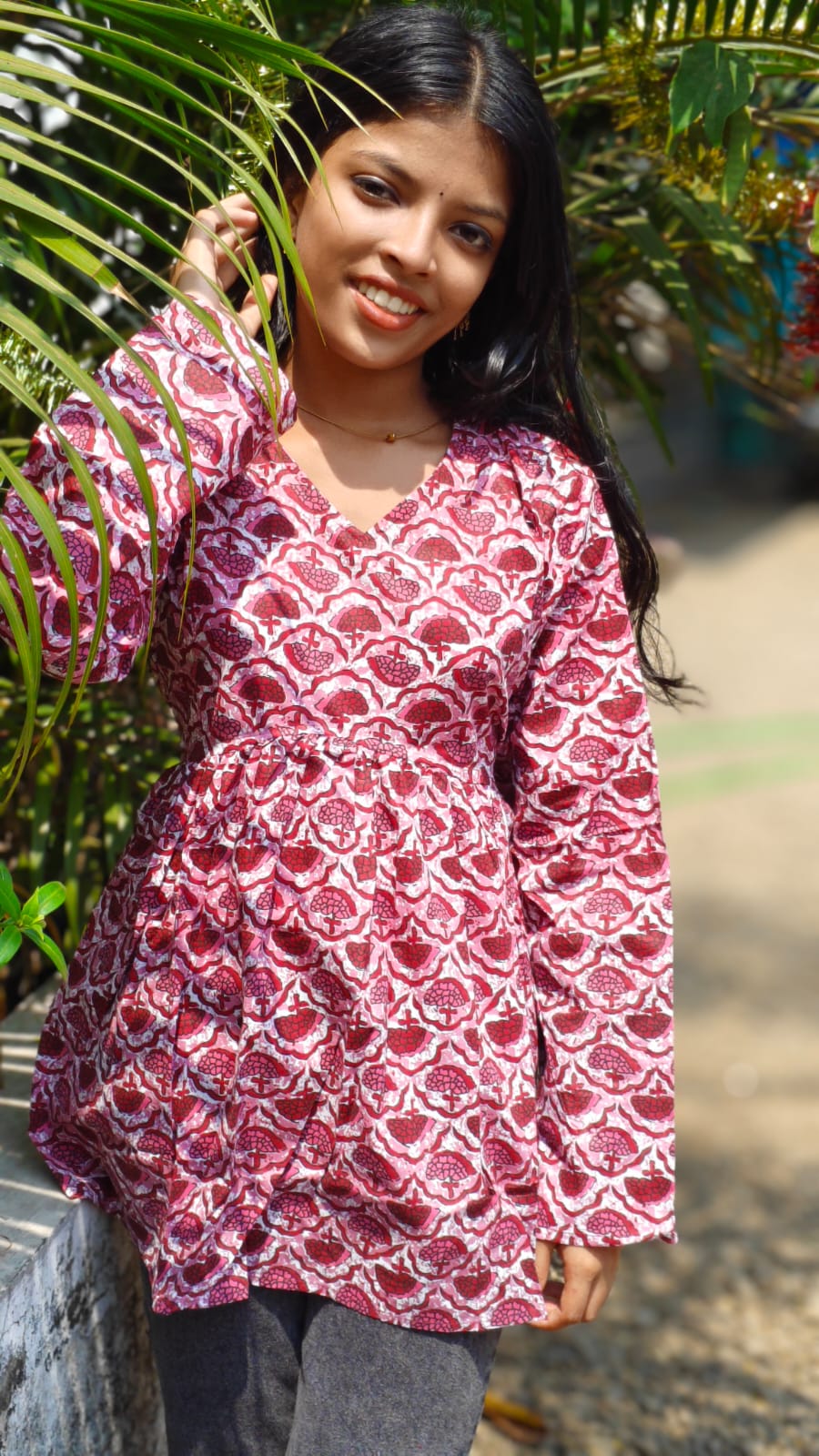 White Floral Print - Short top image