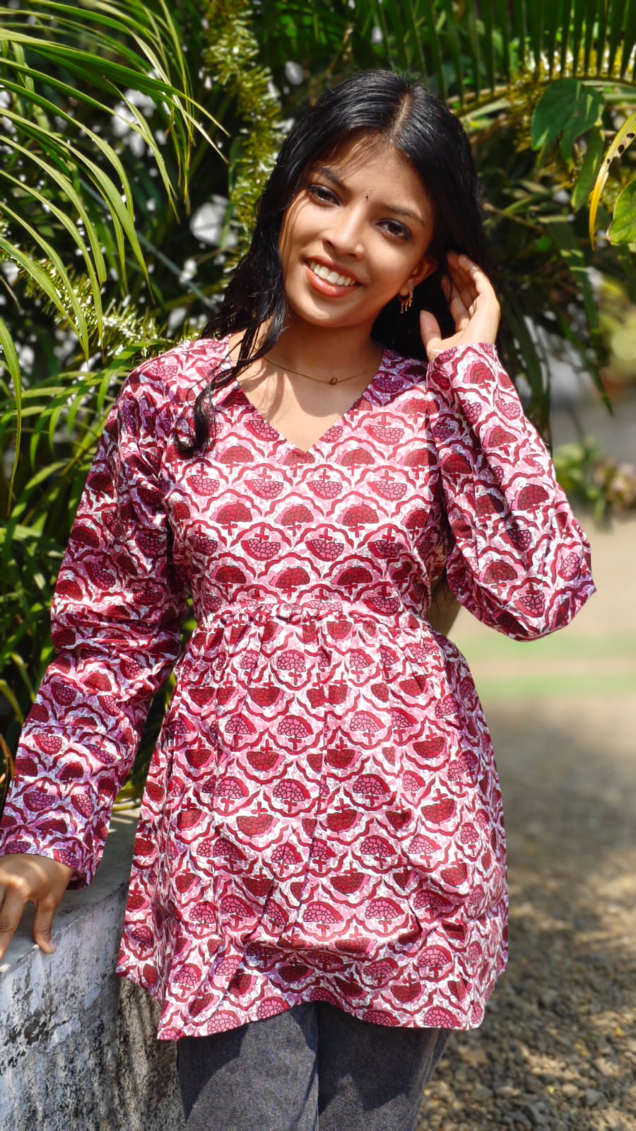 White Floral Print - Short top image