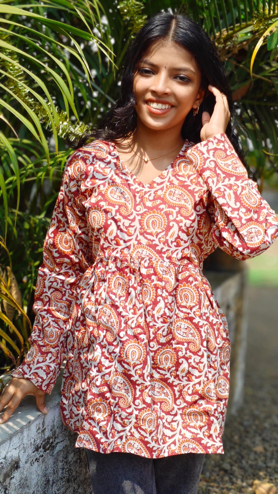 White Floral Print - Short top image