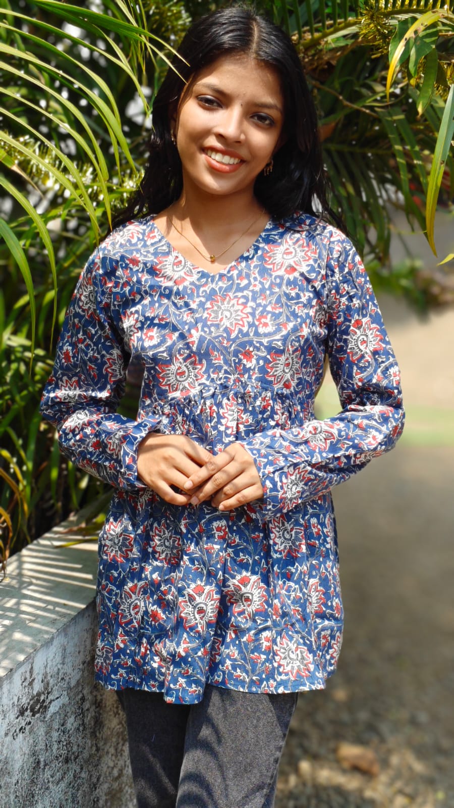 White Floral Print - Short top image