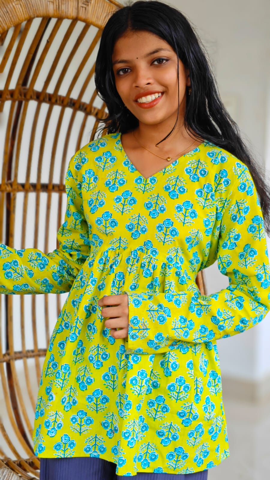 White Floral Print - Short top image