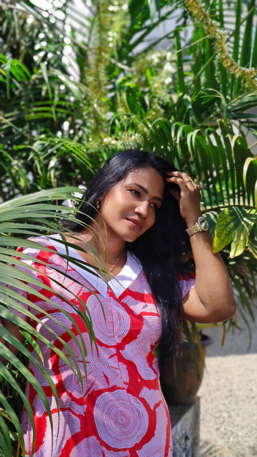 White Floral Print - Feeding Nighty Frock – Red