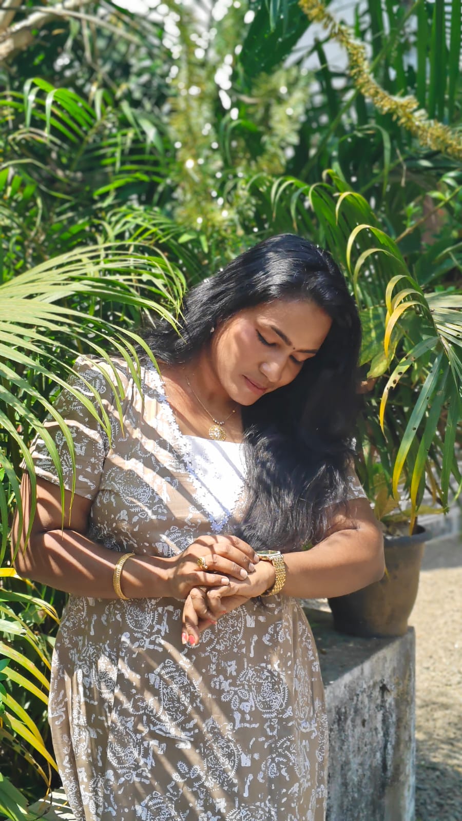 White Floral Print - Nighty Frock image