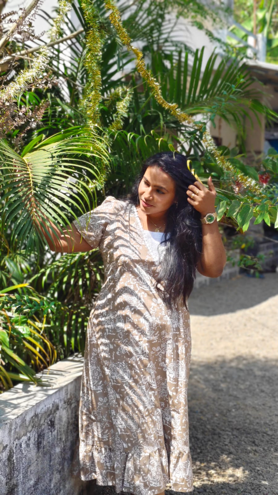 White Floral Print - Nighty Frock – Pista green