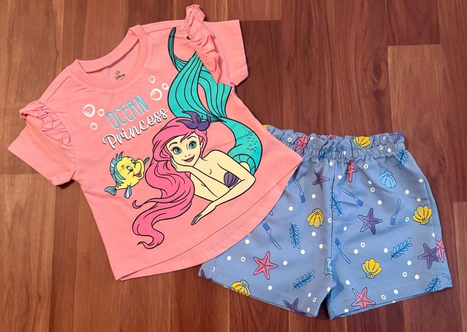 Girls Half Sleeve shorts - Peach