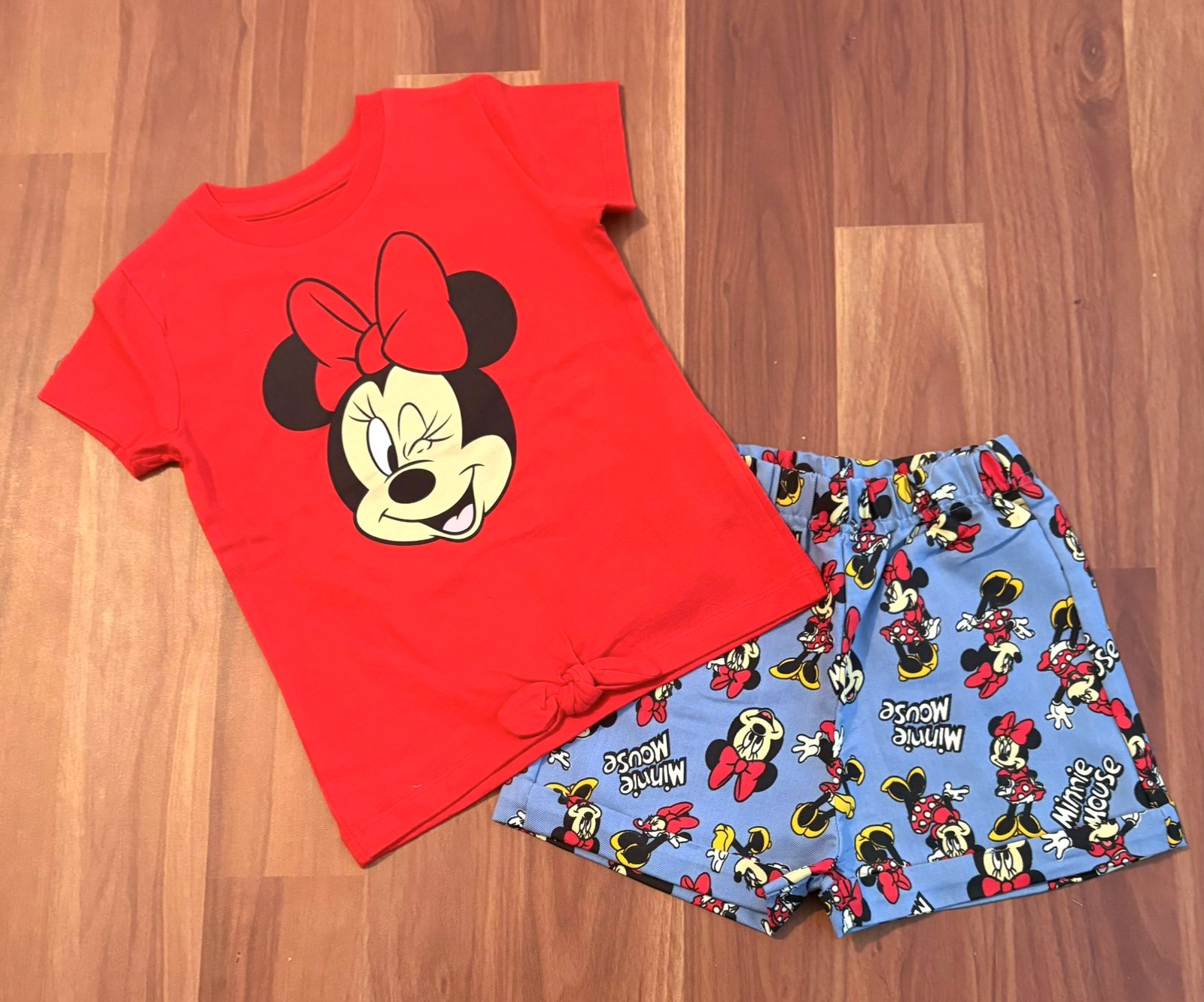 Girls Half Sleeve shorts - Red