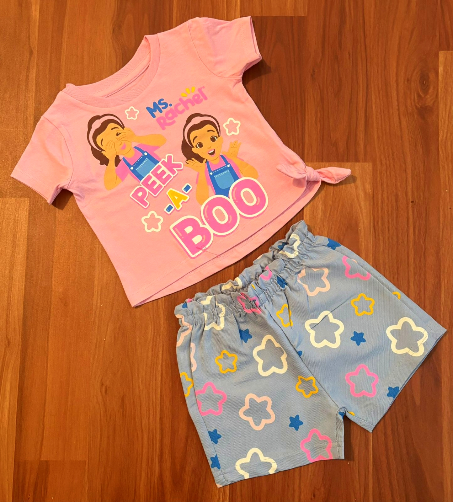 Girls Half Sleeve shorts – Baby pink 2