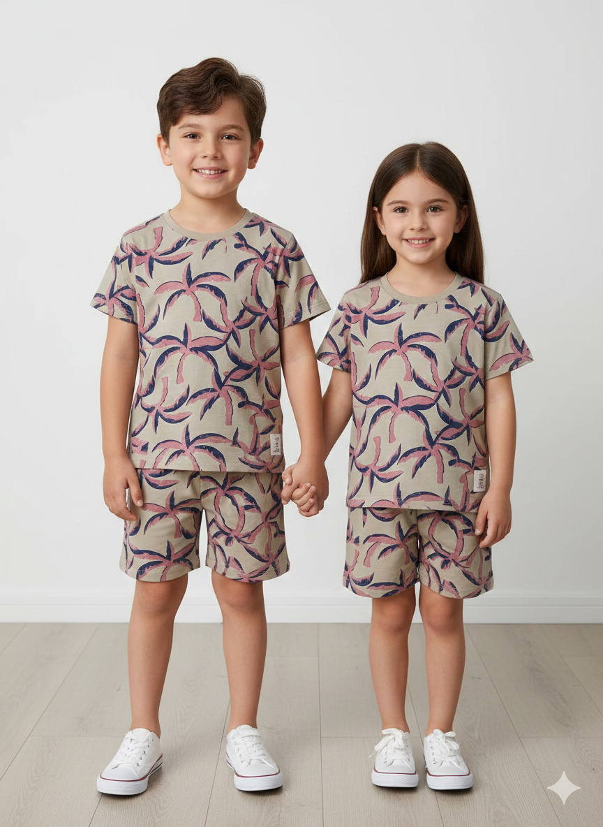 Boy Half Sleeve Shorts - Ash