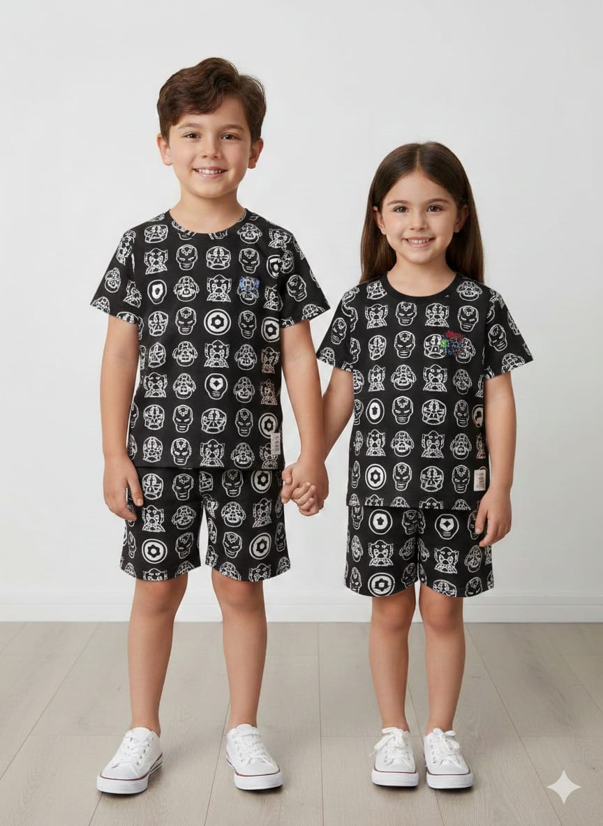 Boy Half Sleeve Shorts - Black 2