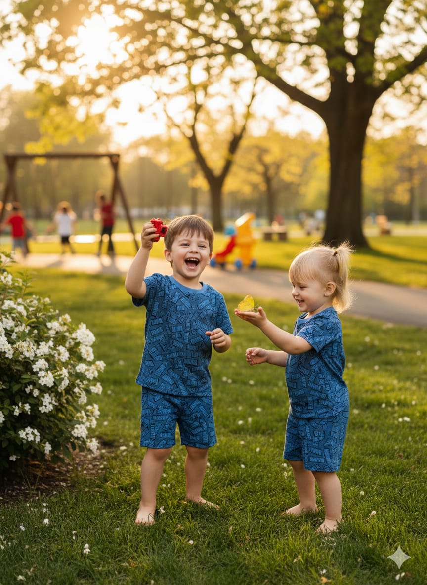 Boy Half Sleeve Shorts - Ash blue