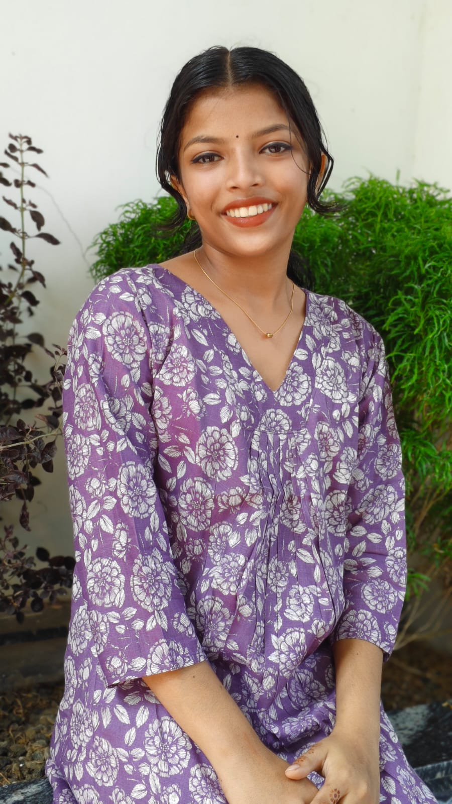 Cotton printed short top – Violet