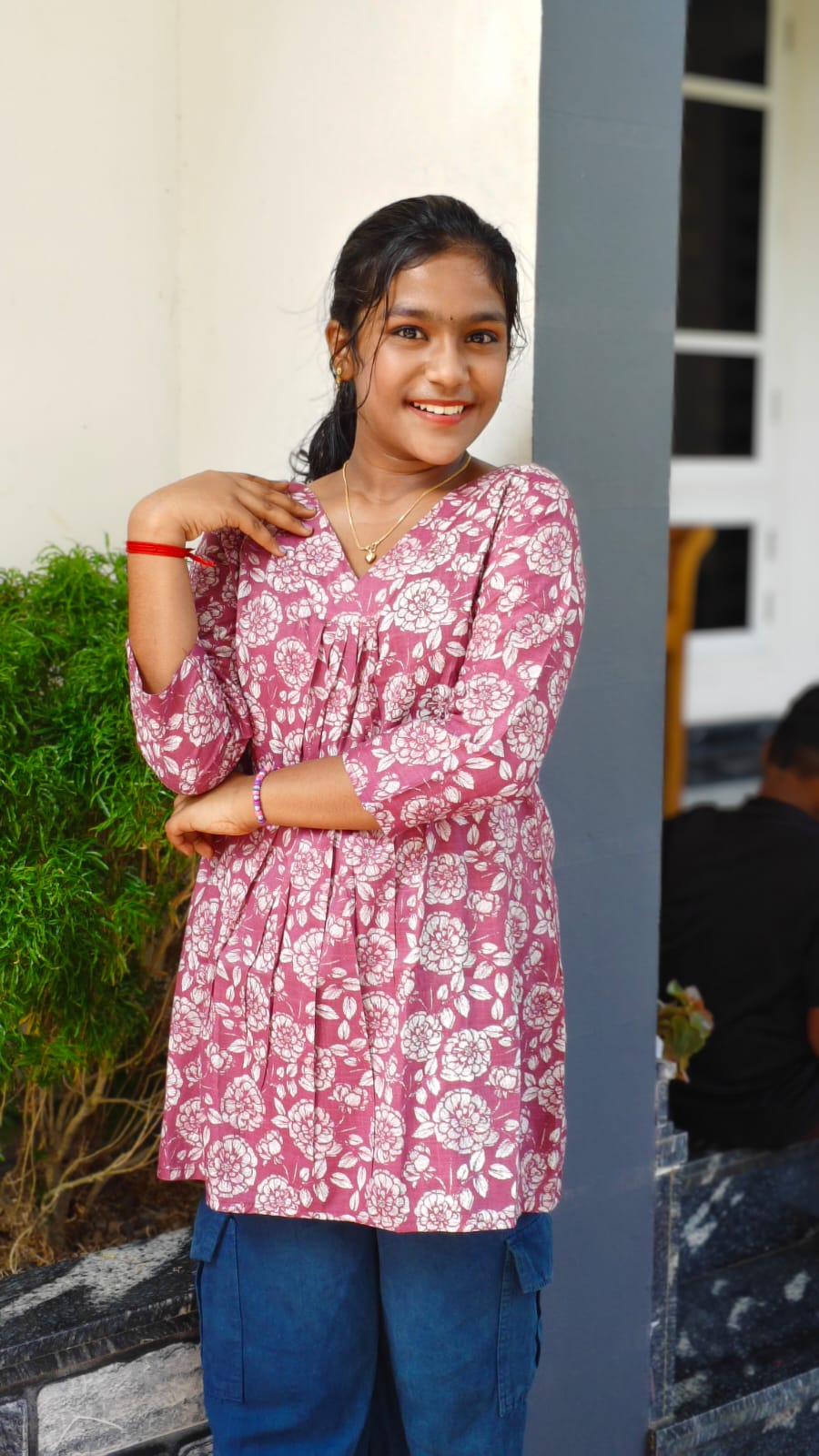 Cotton printed short top – Pink