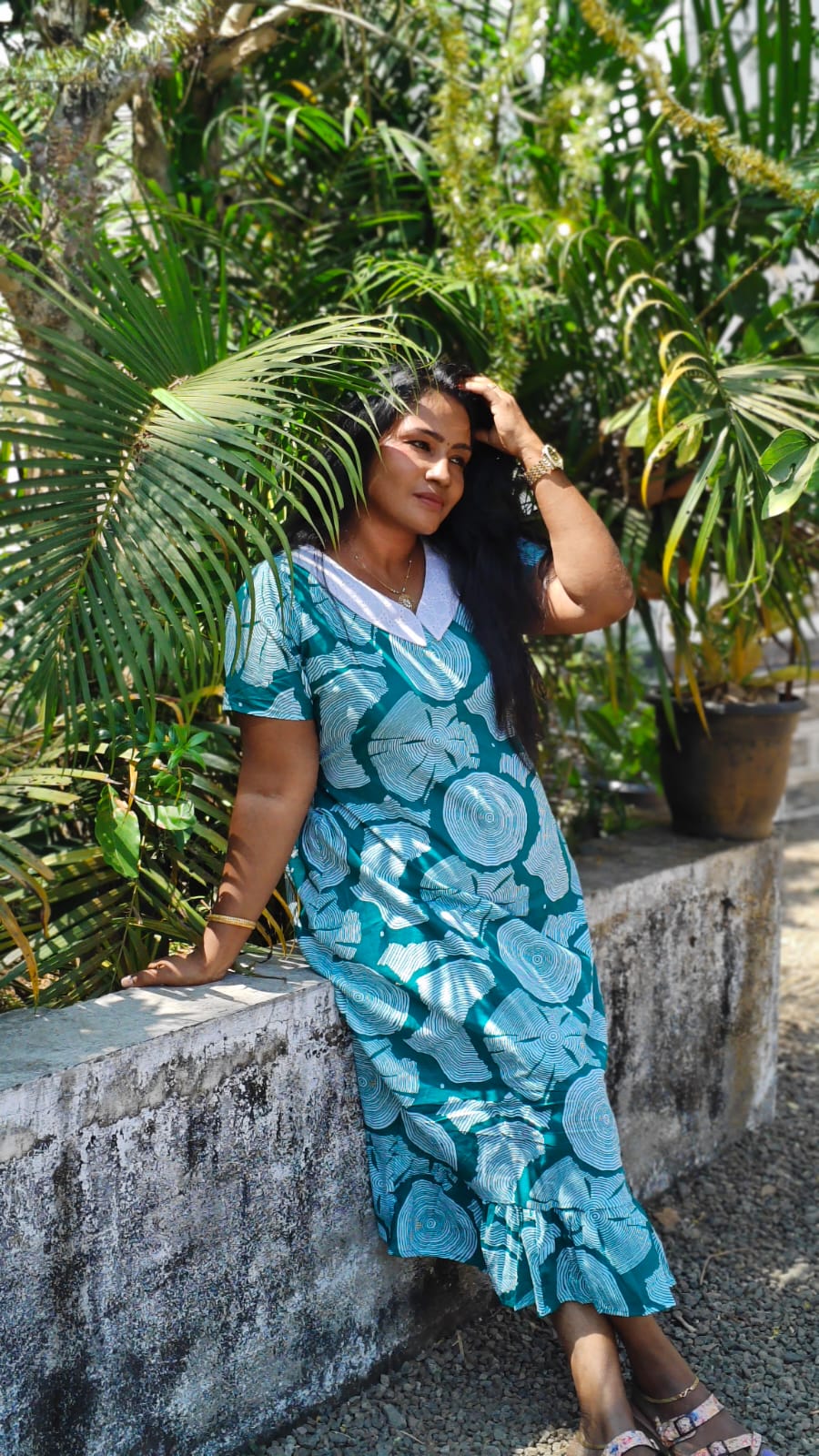 White Floral Print - Feeding Nighty Frock image