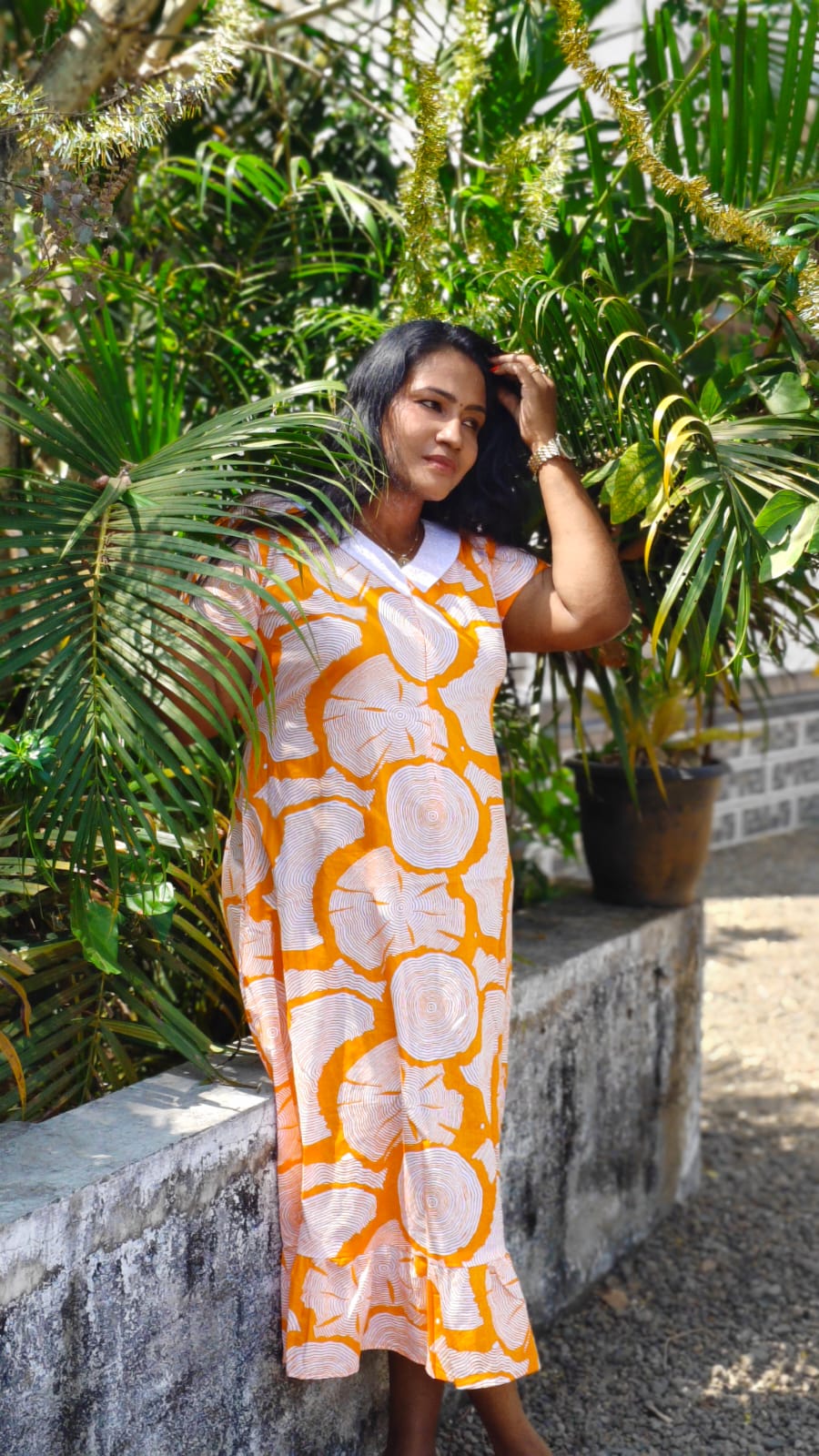 White Floral Print - Feeding Nighty Frock – Yellow