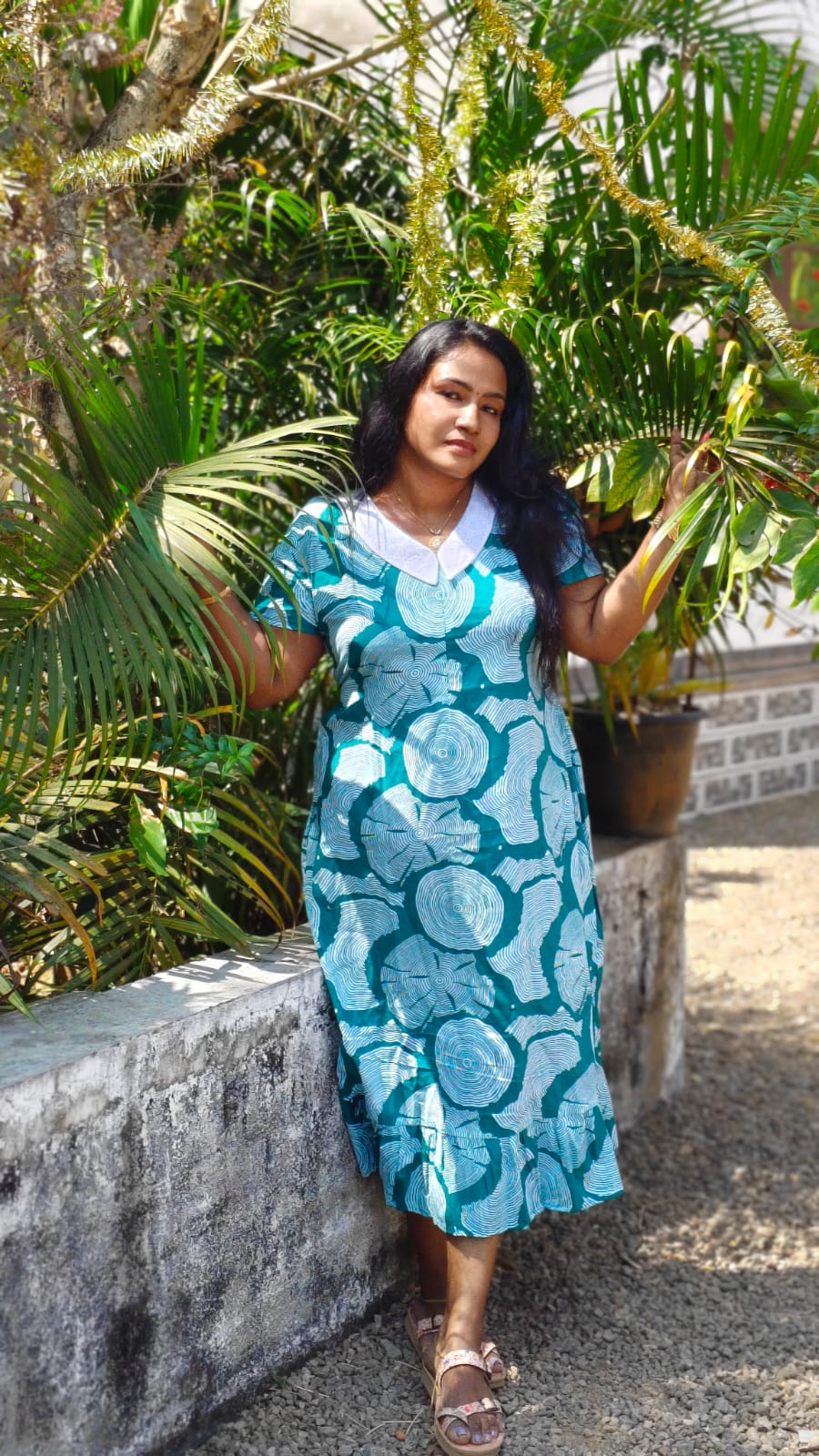 White Floral Print - Feeding Nighty Frock – Green