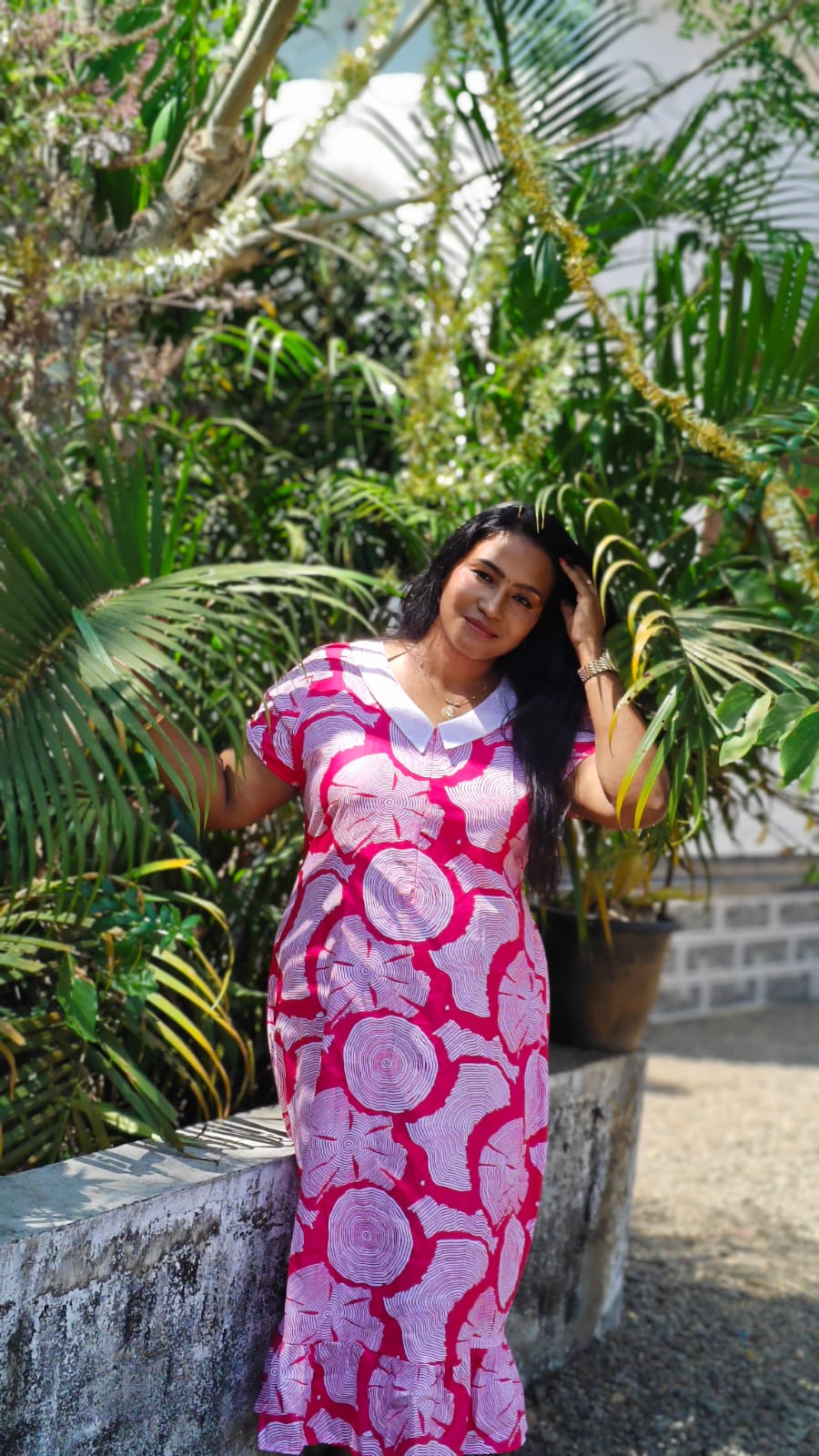 White Floral Print - Feeding Nighty Frock – Dark Pink