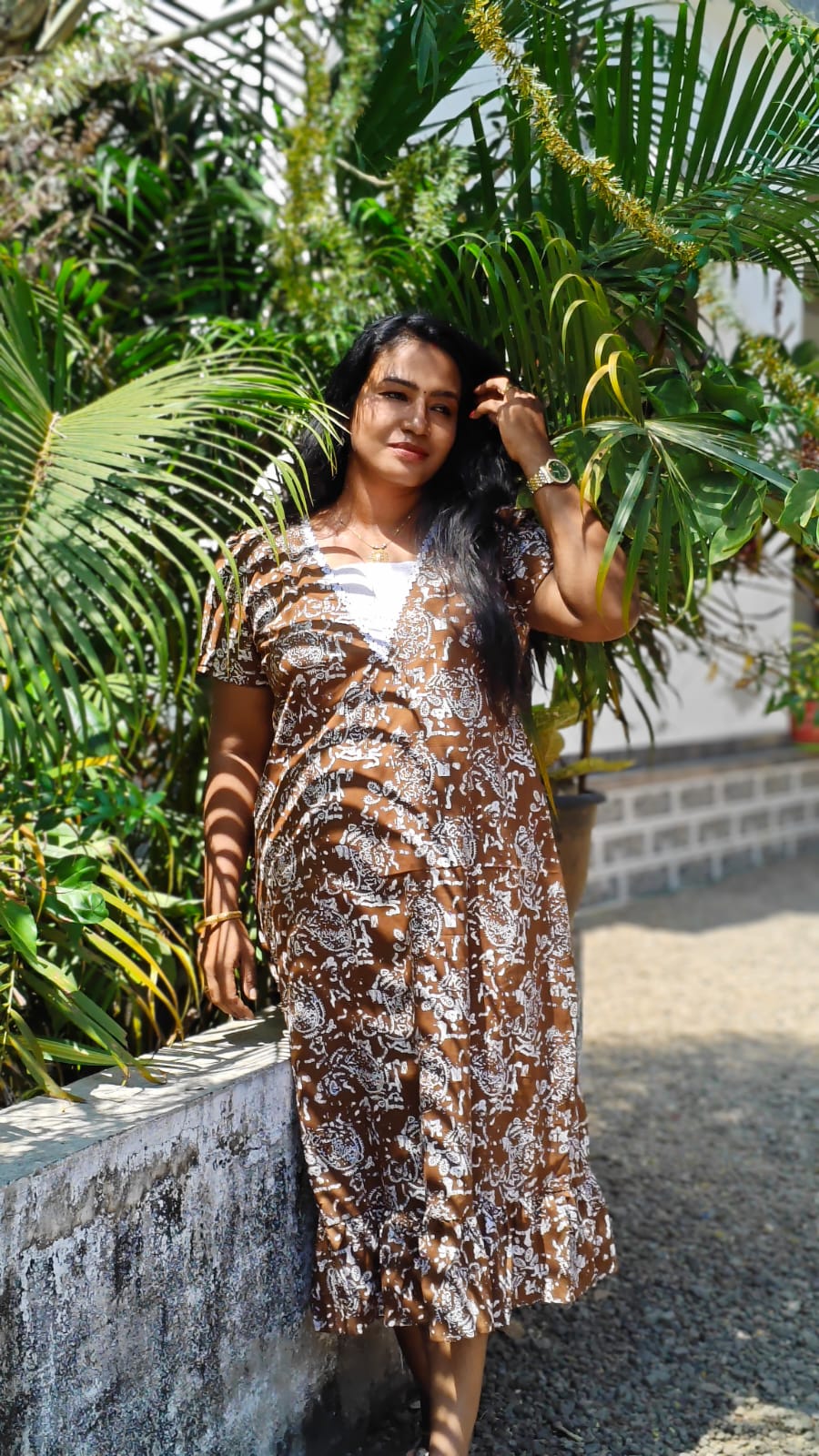 White Floral Print - Nighty Frock image