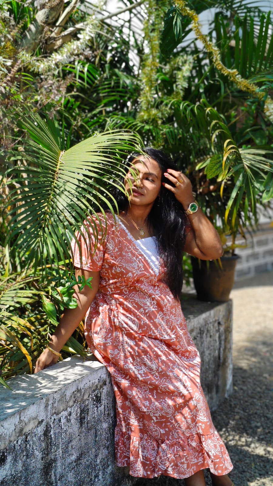 White Floral Print - Nighty Frock – Orange