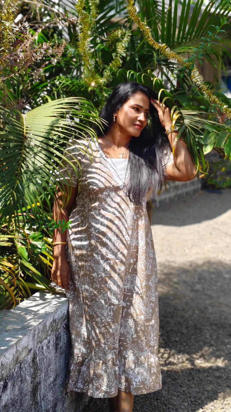 White Floral Print - Nighty Frock image