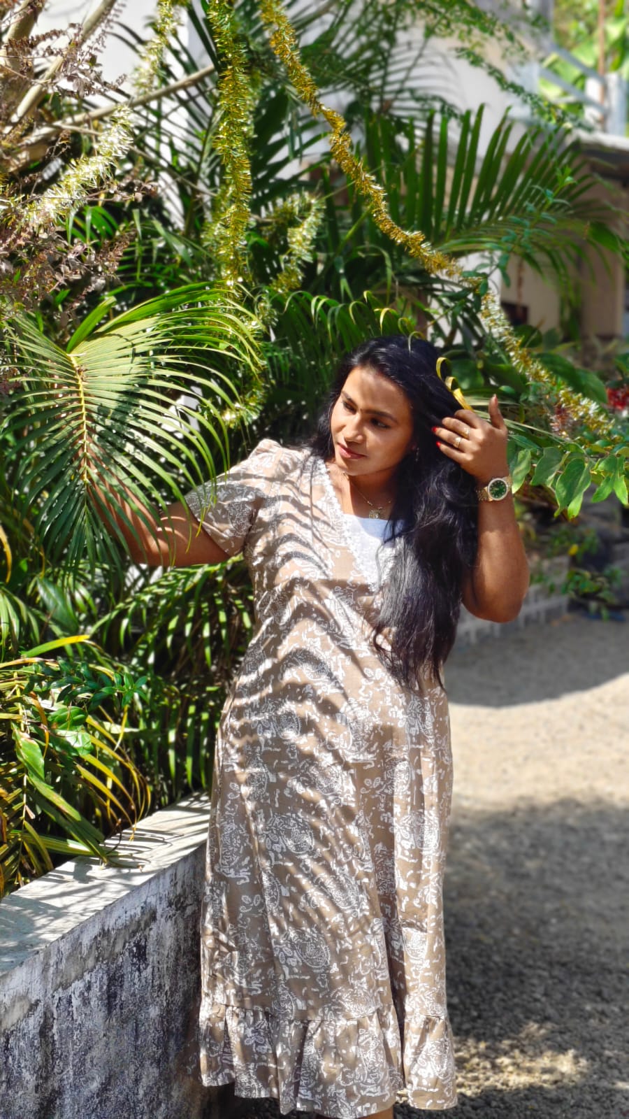 White Floral Print - Nighty Frock image