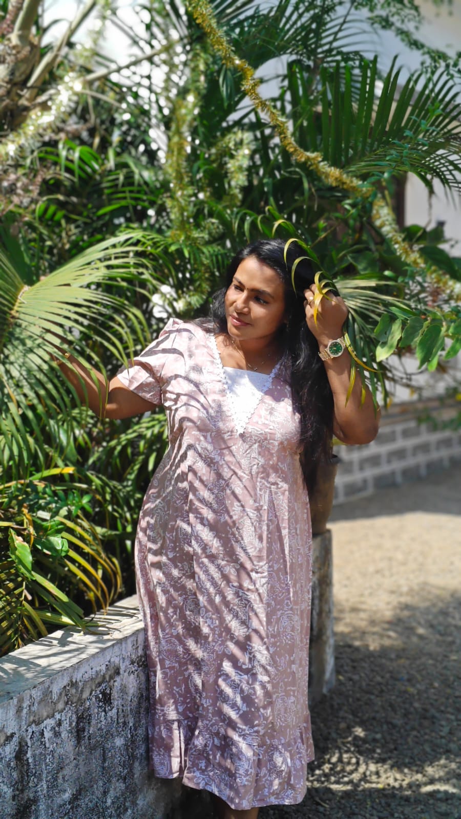 White Floral Print - Nighty Frock – pink