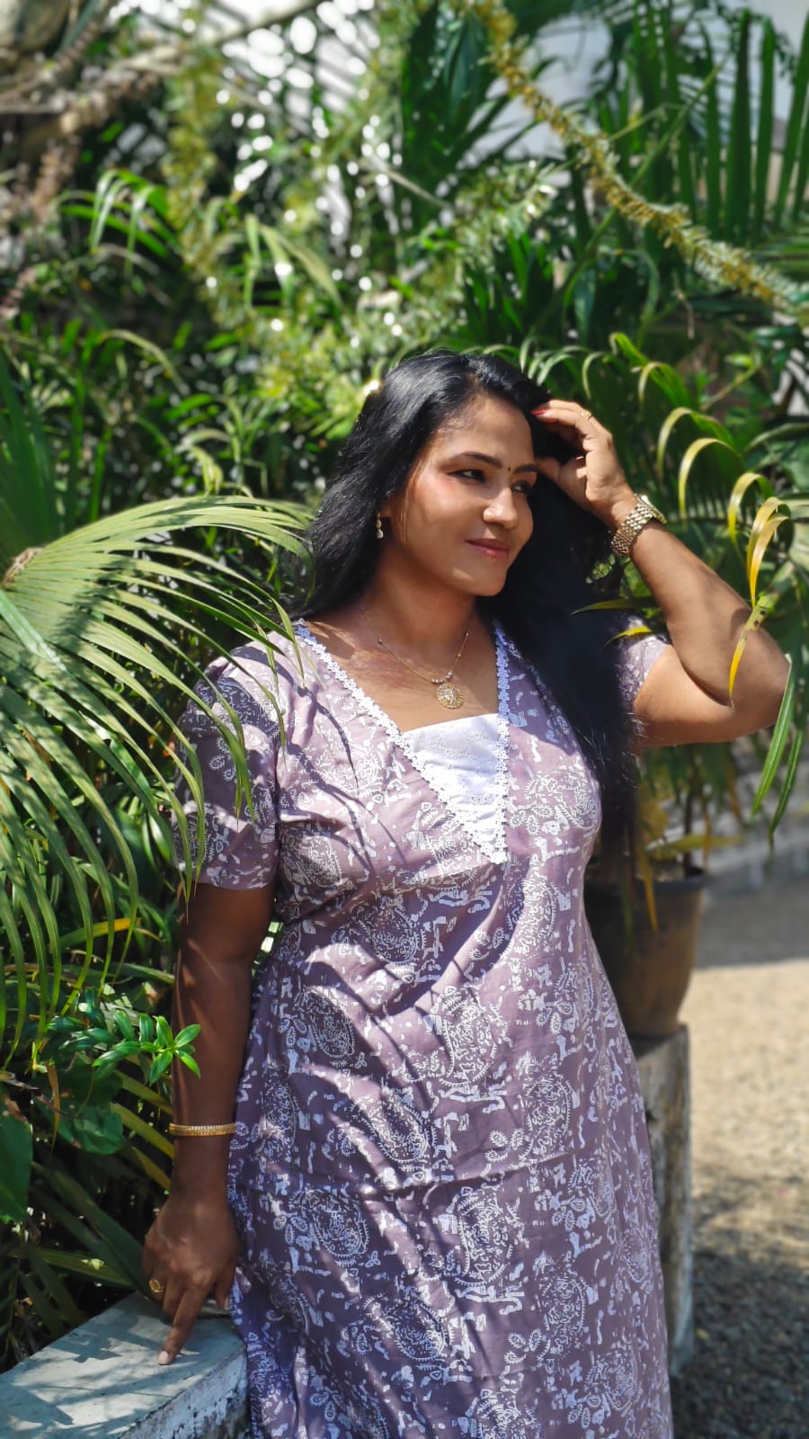 White Floral Print - Nighty Frock image