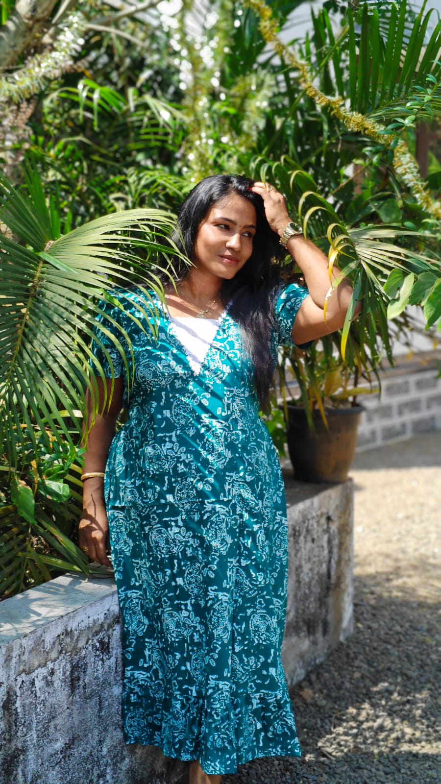 White Floral Print - Nighty Frock image