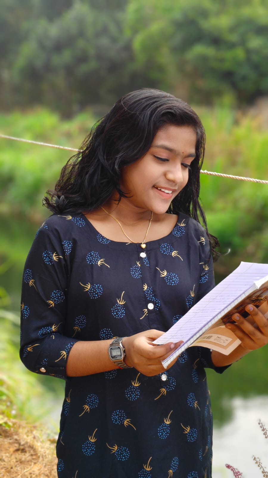 Small Floral Print Tops - Under 299 - Black with royal blue flowers