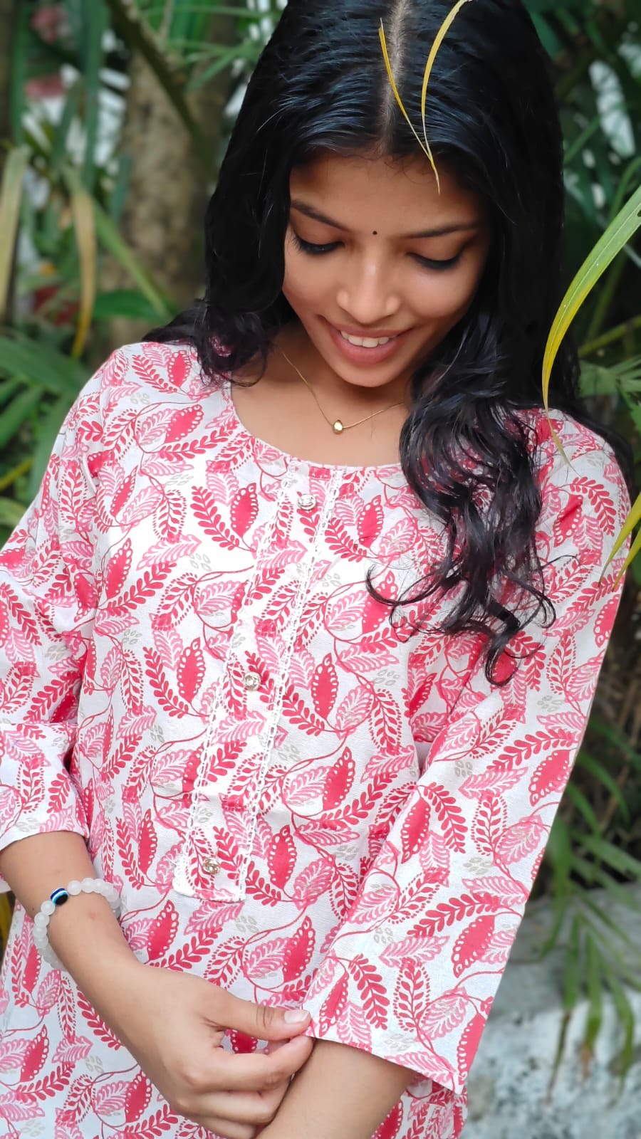Floral Cotton Top - Pink and White