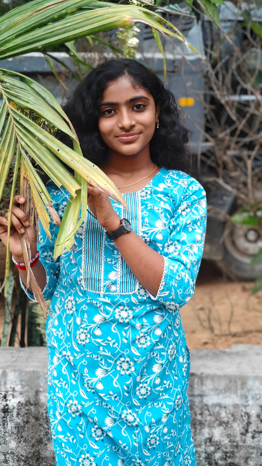 Floral Cotton Top - Light Blue
