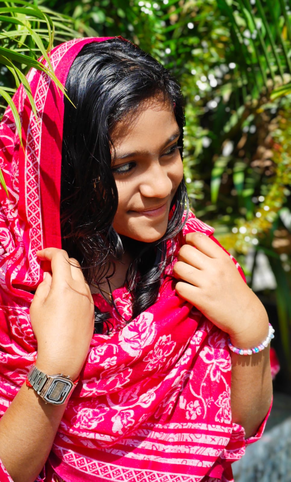 3pc set Churidar – Rani Pink with golden