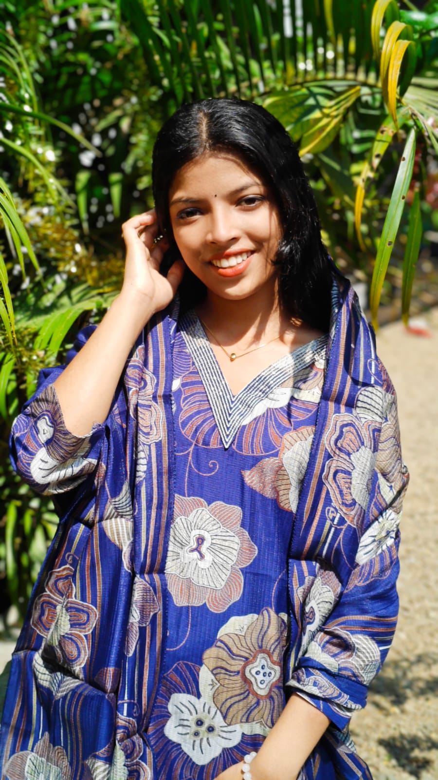 3pc set Churidar – Dark Blue with golden