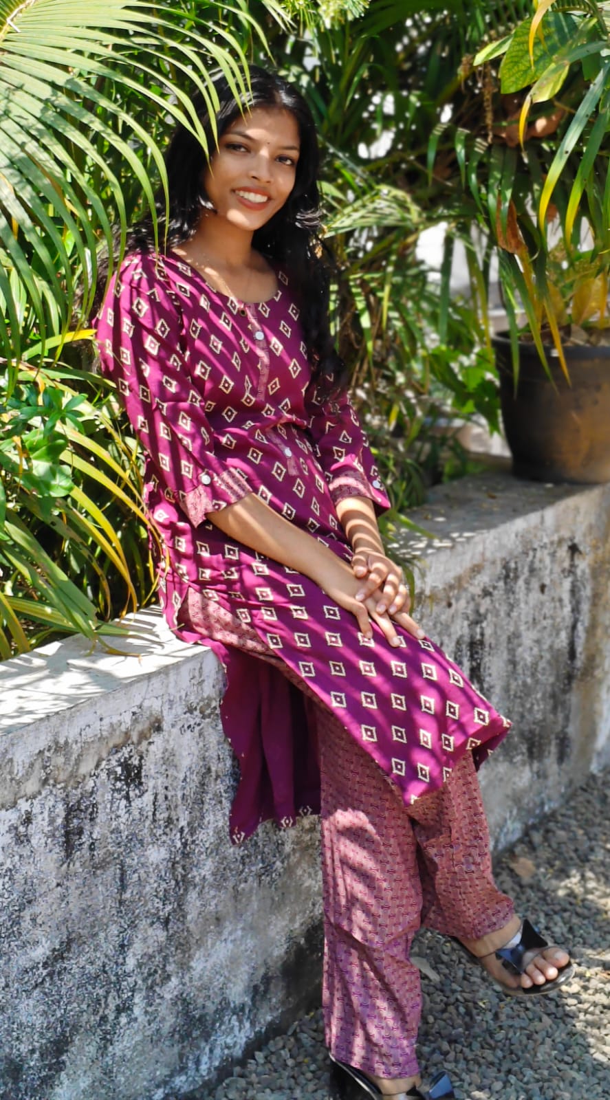 Rayon cotton blend cord set – Dark Purple