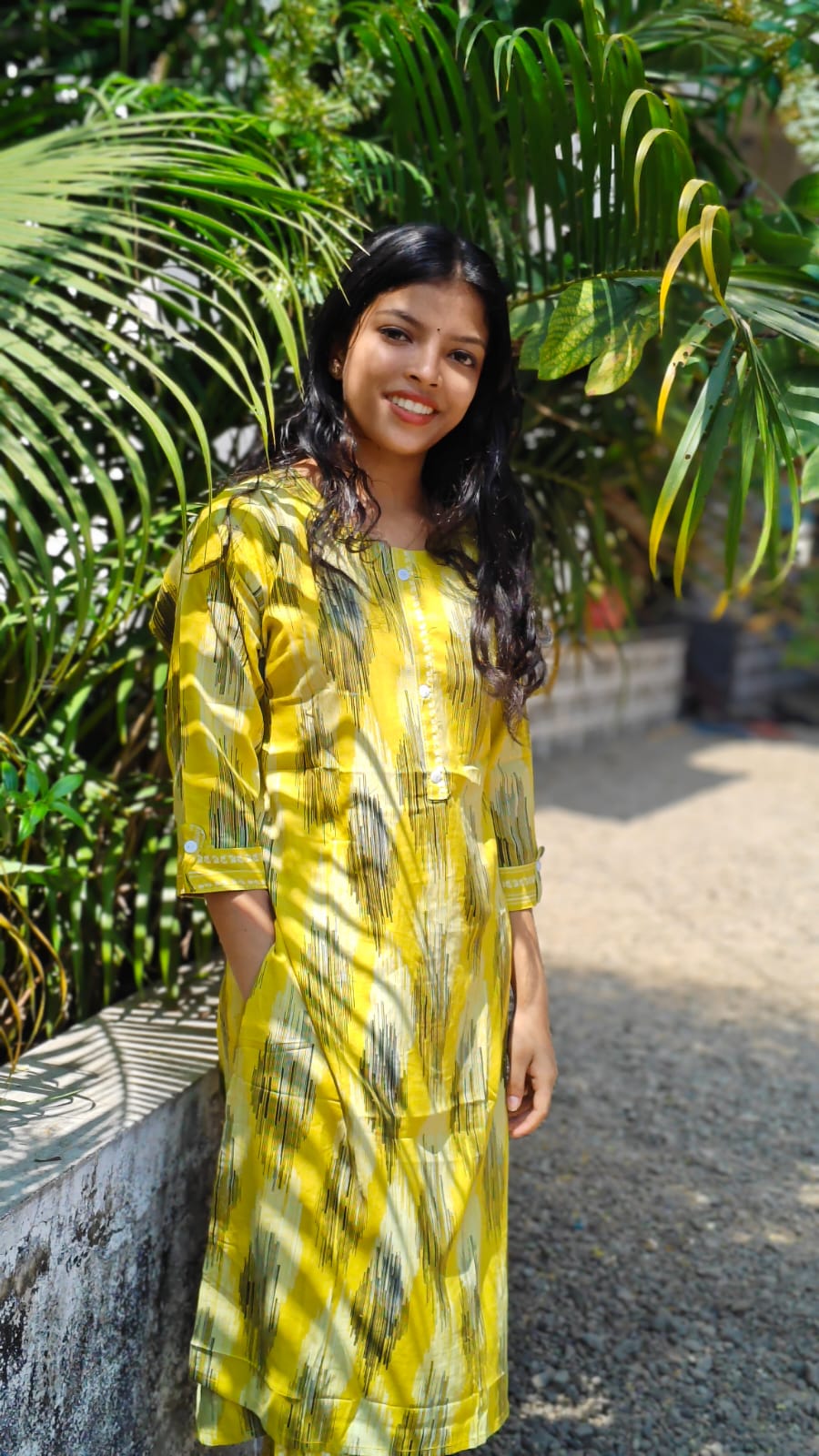 Rayon cotton blend cord set – Lemon yellow