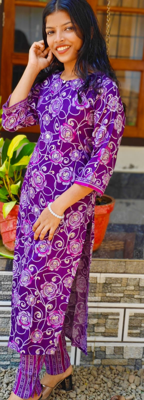 Vatican Floral print cord set – Purple