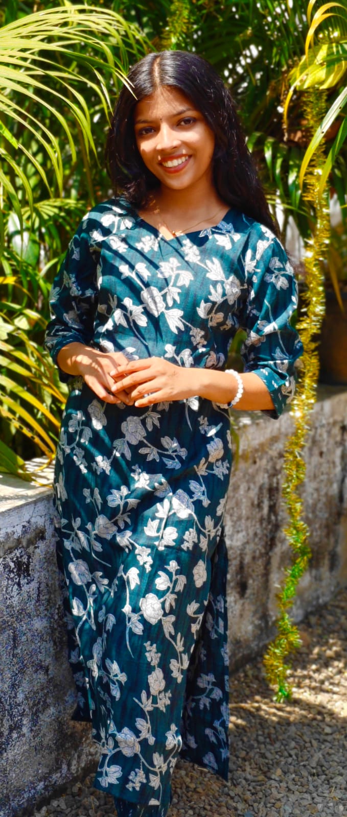 Vatican Floral print cord set – Dark Green