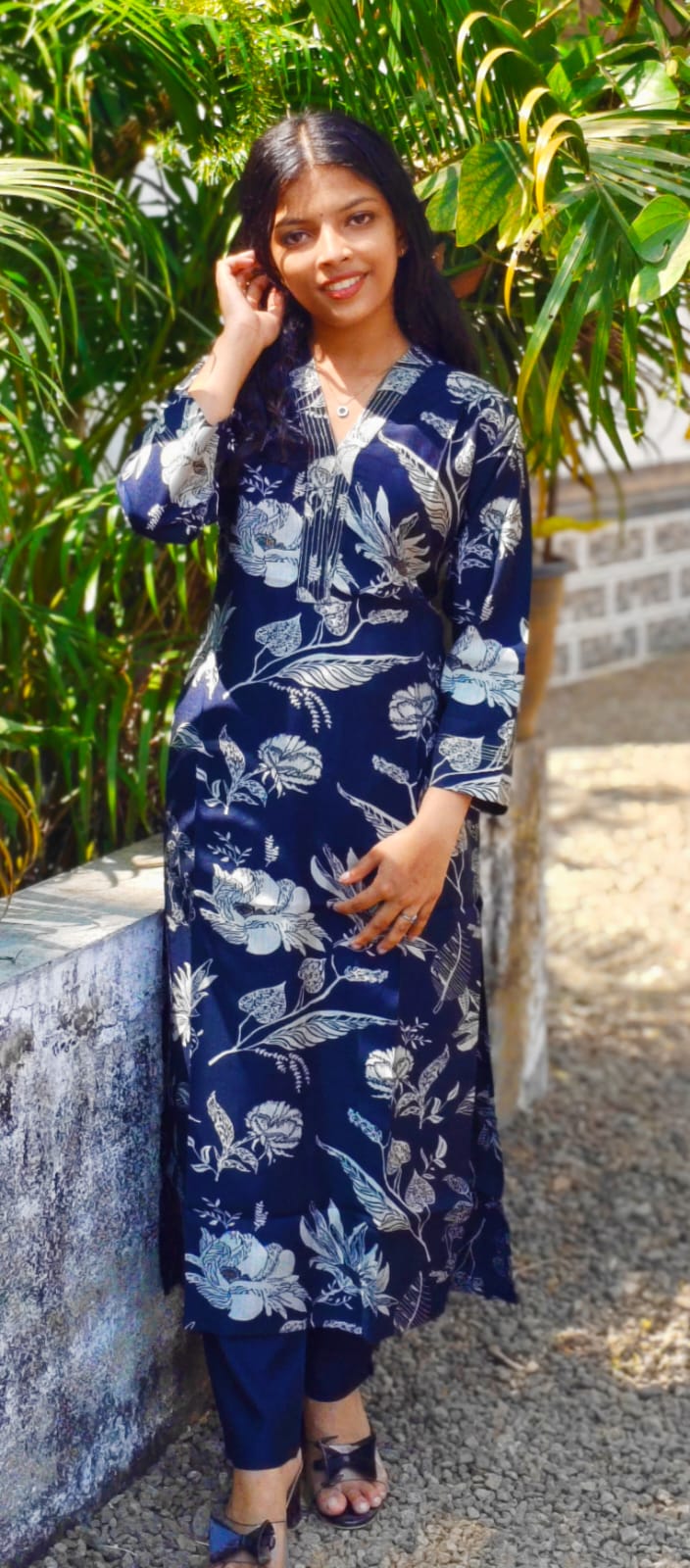 Vatican Floral print cord set - Dark Blue