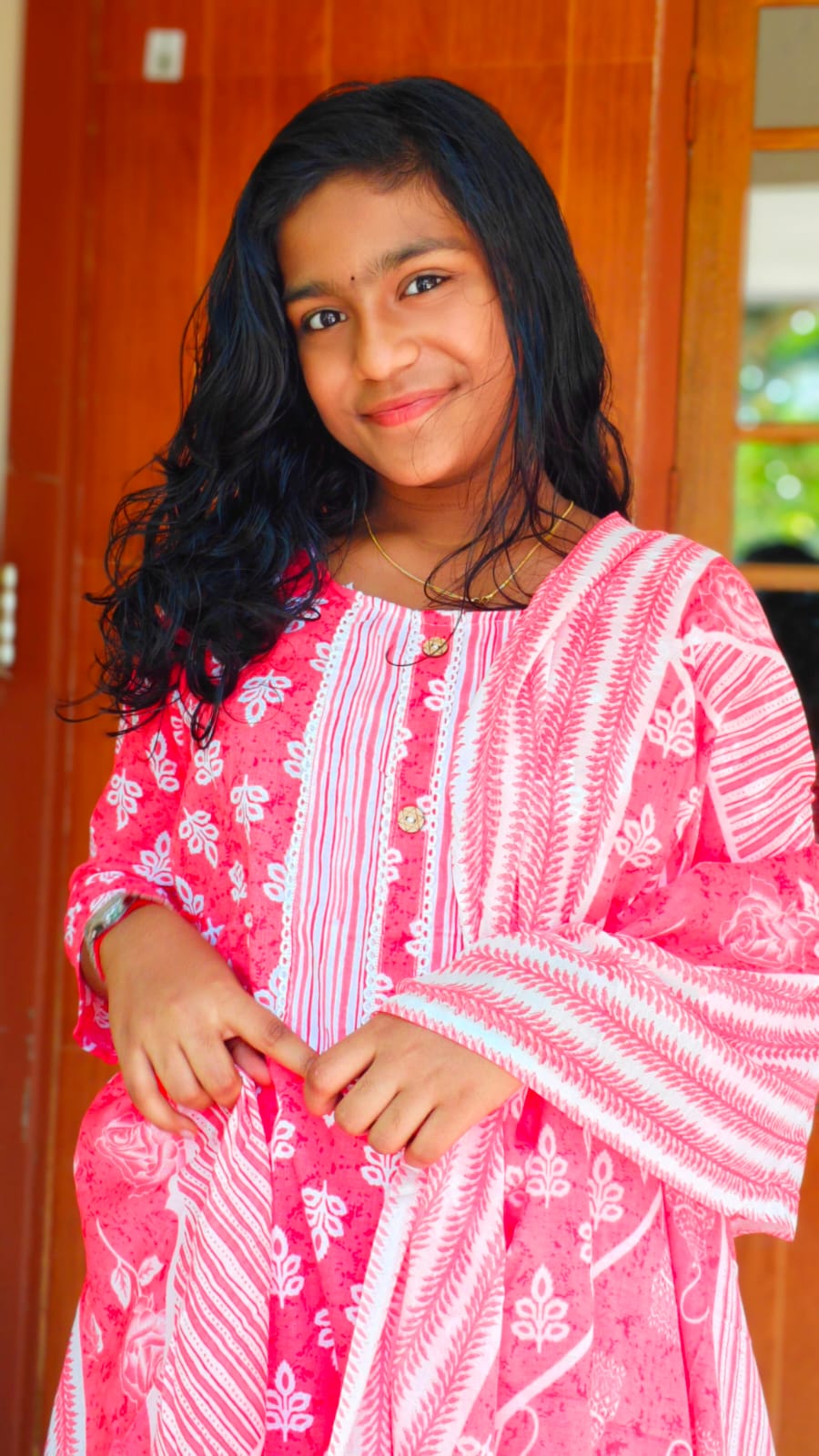 Cotton 3 pc churidar set - Orange