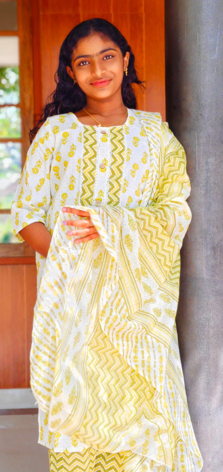 Cotton 3 pc churidar set image