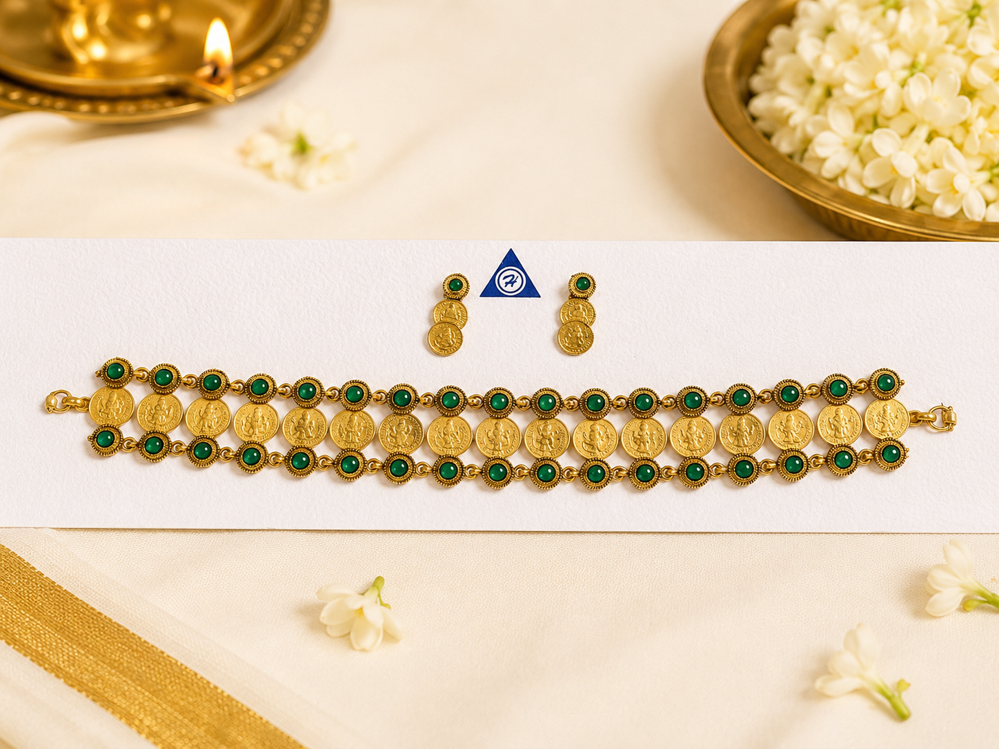 kaasi maala with green stone