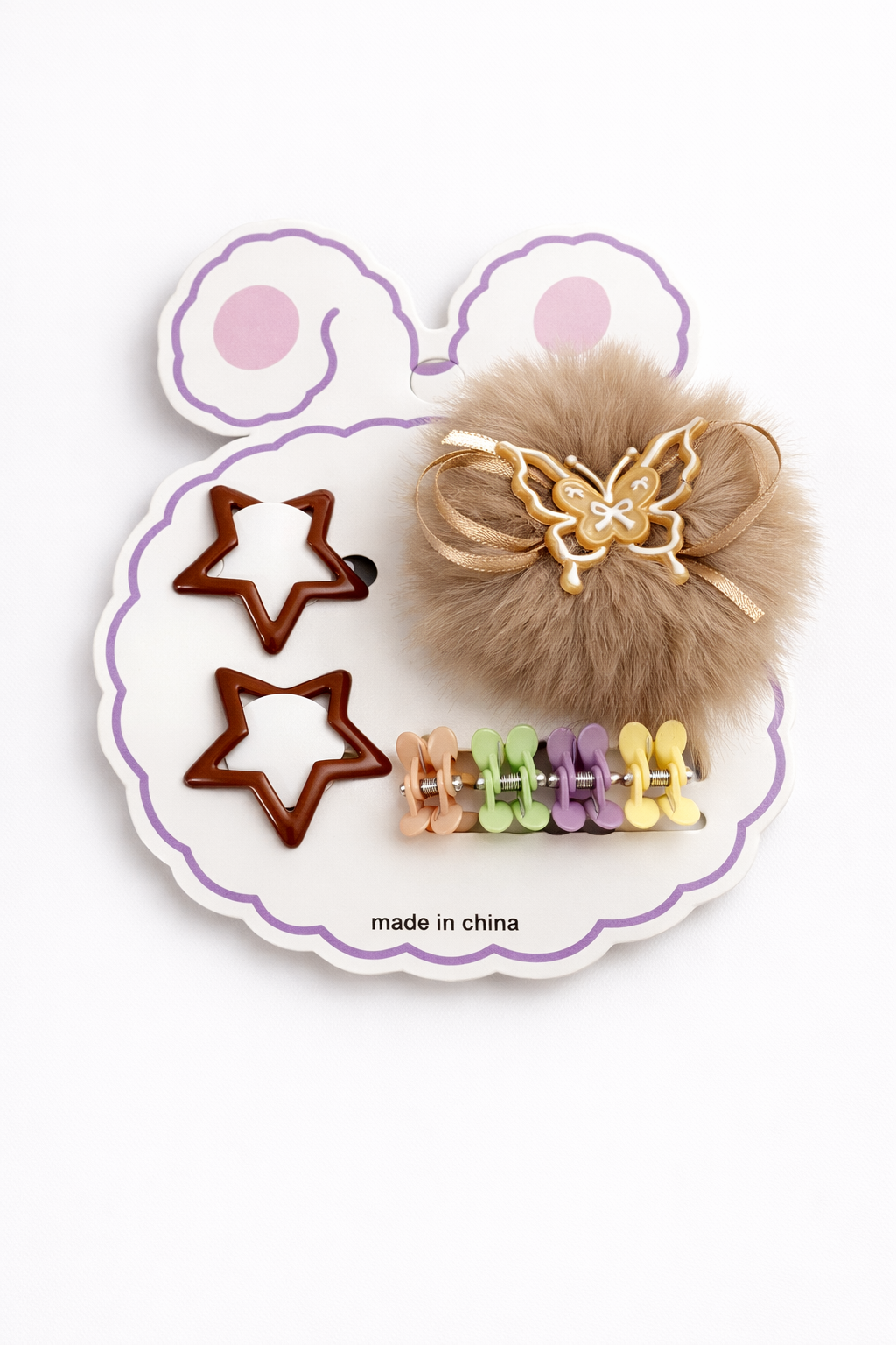 Elegant Fur Clip with Butterfly Design