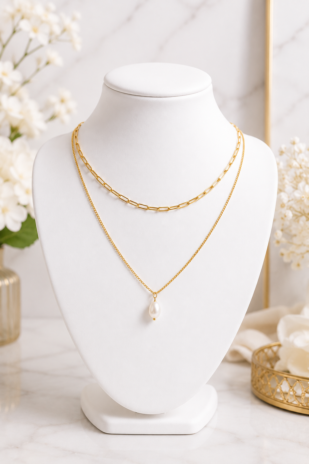 Pearl Link Layered Necklace