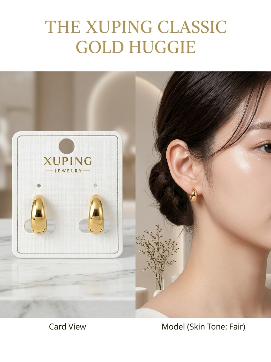 Antitarnish stud  Classic Gold Huggie Earrings (Xuping Style)