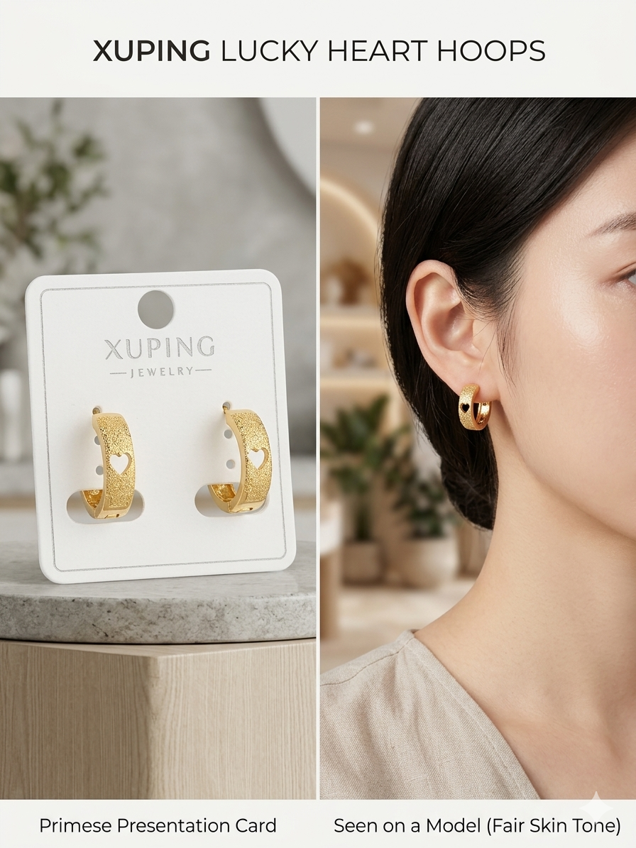 Lucky Heart Hoop Earrings (Anti-Tarnish)