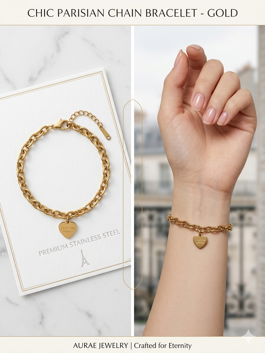 Antitarnish Bracelet Heart Hanging